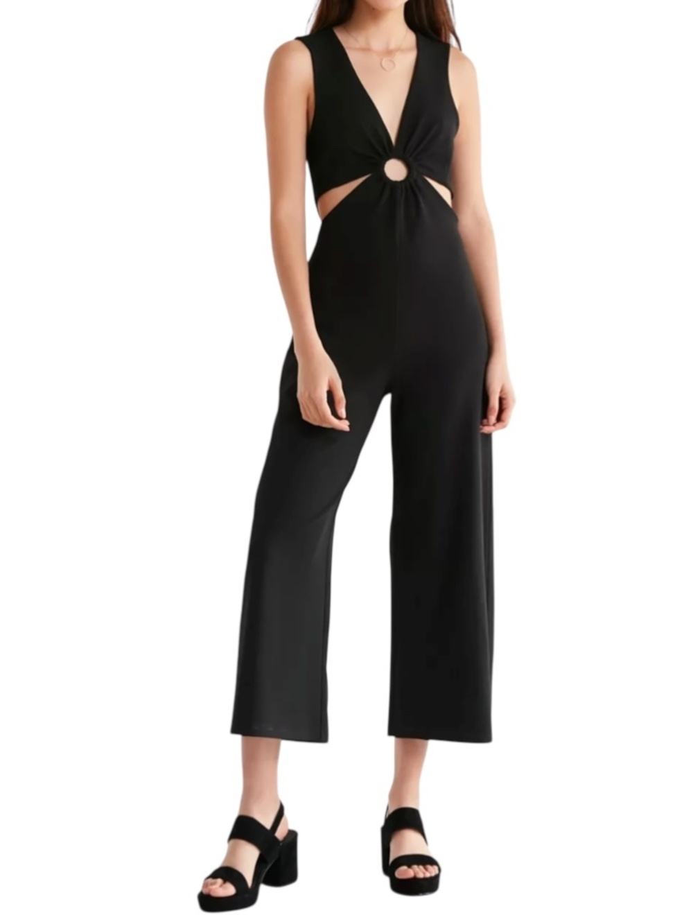Urban Outfitters Cut-Out O-Ring Jumpsuit - Black Size XS